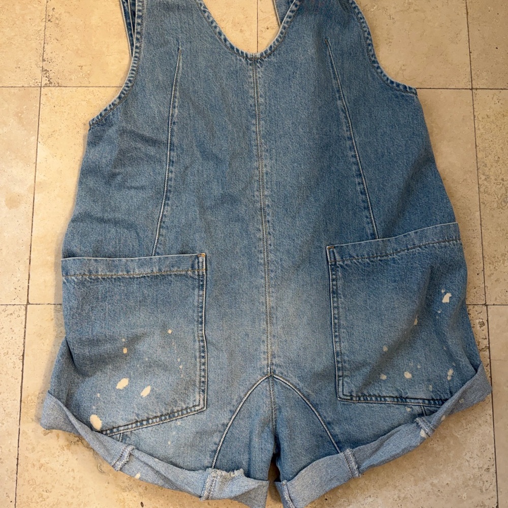 Free People Blue Denim Romper